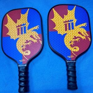 2 Monarch Dragon Pickleball Paddles VGUC w/5 Balls/ FIRM!
